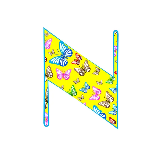 アイコン蝶から作られた文字Nロゴデザイン — ストックベクタ