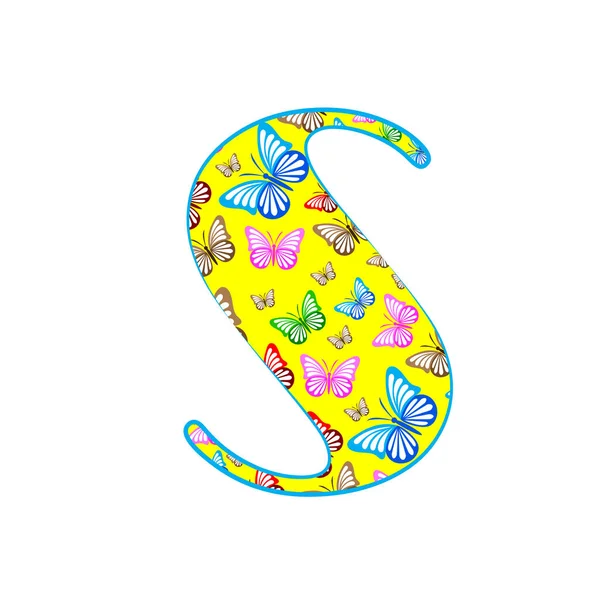 手紙S アイコン蝶から作られたロゴデザイン — ストックベクタ