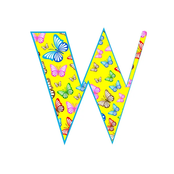 文字Wアイコン蝶から作られたロゴデザイン — ストックベクタ