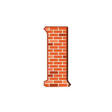 Beyaz zemin üzerinde kırmızı tuğla duvar dokusundan L harfi.