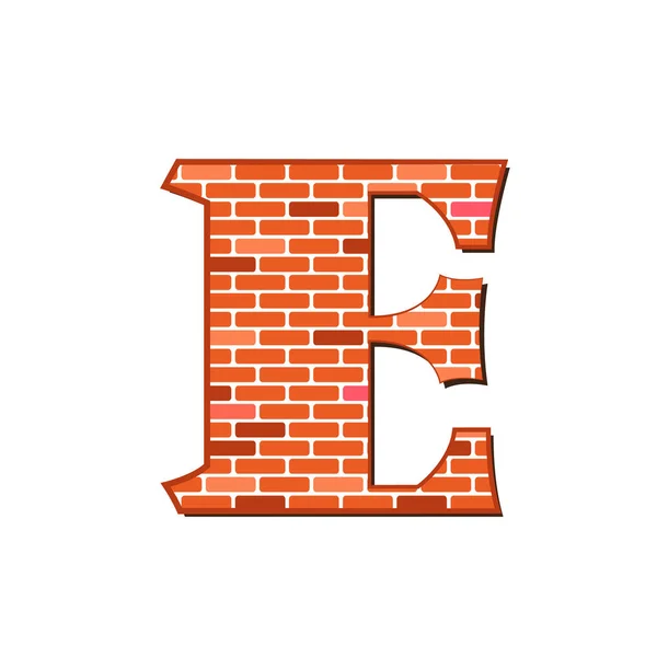 Letter Red Brick Wall Texture White Background — Stock Vector