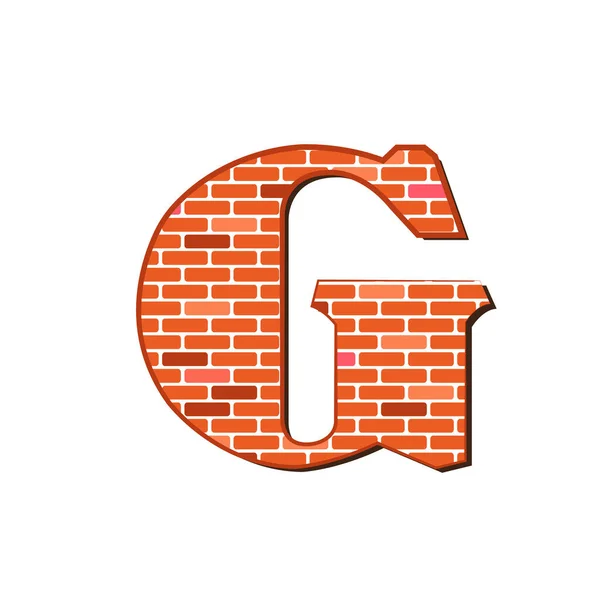 Letter Red Brick Wall Texture White Background — Stock Vector