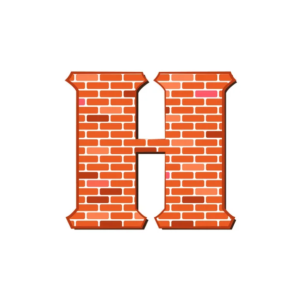 白色背景上红砖墙纹理的字母H — 图库矢量图片