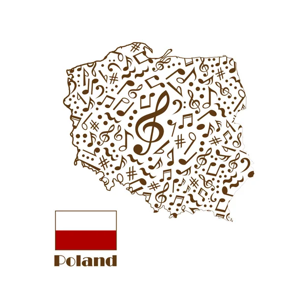 Polen Flagge Aus Notenblättern — Stockvektor
