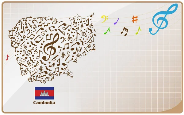 Flaga Mapy Kambodży Wykonana Nut — Wektor stockowy