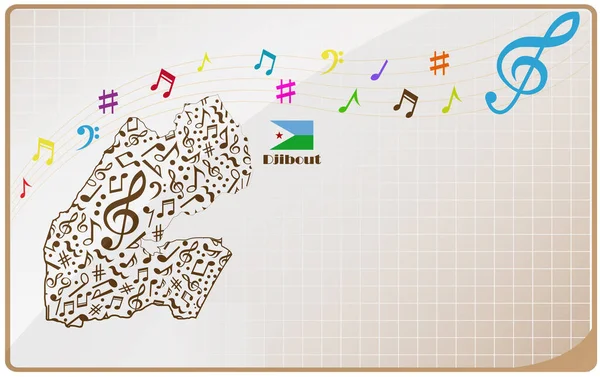 Djibouti Map Flag Made Music Notes — стоковий вектор