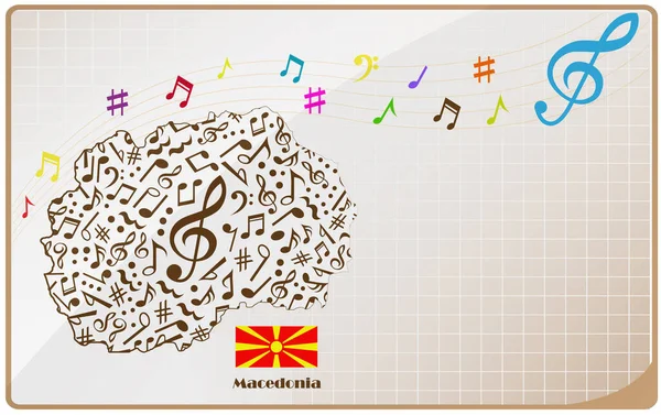 Macédoine Carte Drapeau Fait Partir Notes Musique — Image vectorielle