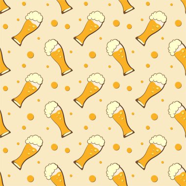 Bira kupası, Vektör dokusu illüstrasyonuyla kusursuz desen.