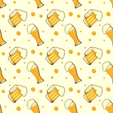 Bira kupası, Vektör dokusu illüstrasyonuyla kusursuz desen.