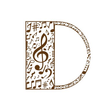 Müzik notalarından yapılan soyut vektör alfabesi - alfabe kümesi