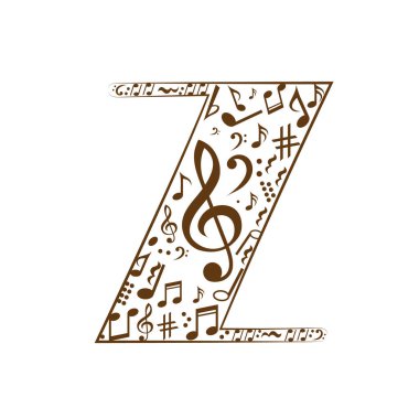 Soyut vektör alfabesi - z müzik notalarından yapılmıştır - alfabe kümesi