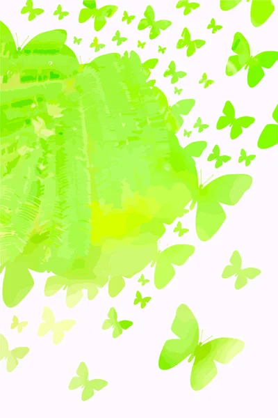 Farfalla Disegno Verde Sfondo Bianco Illustrazione Vettoriale Sfondo — Vettoriale Stock