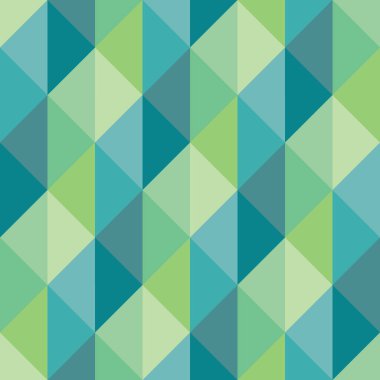 Geometrik arkaplan grafik tasarımı. İnternet sitesi, broşür, sunum, reklam promosyonu için soyut ve kusursuz bir düzen. Dekoratif mozaik süsü. Yeşil üçgen şekiller. Vektör illüstrasyonu