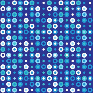 Soyut geometrik dikişsiz desen tasarımı. Çember konsepti. İnternet sitesi duvar kağıdı. Mavi renkler. Mozaik süsleme grafik yapısı. Nokta yapısı. Vektör illüstrasyonu. 