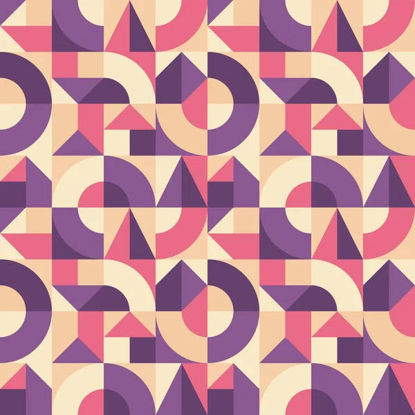 Bauhaus grafik tasarım tarzında geometrik arkaplan. Sunum, web sitesi, promosyon planı için soyut, kusursuz bir model. Dekoratif mozaik süsü. Vektör konsepti çizimi.  