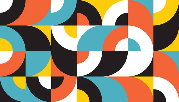 Bauhause grafik tasarım tarzında geometrik arkaplan. Sunum için soyut model, web sitesi, reklam promosyon düzeni. Dekoratif mozaik süsü. Vektör konsepti çizimi.  