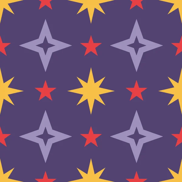 Sterne Hintergrunddesign Nachtnahtloses Muster Kindertapete Vektorillustration — Stockvektor