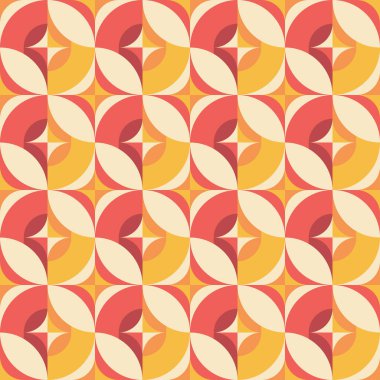 Arkaplan tasarımı. Soyut geometrik dikişsiz desen. Yıldız ve daire şekilleri. Vektör illüstrasyonu. 