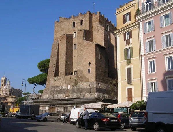 Rzym Włochy Około Października 2018 Torre Dei Conti Średniowieczna Baszta — Zdjęcie stockowe