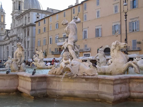 Rzym Włochy Około Października 2018 Fontana Dei Quattro Fiumi Fontanna — Zdjęcie stockowe