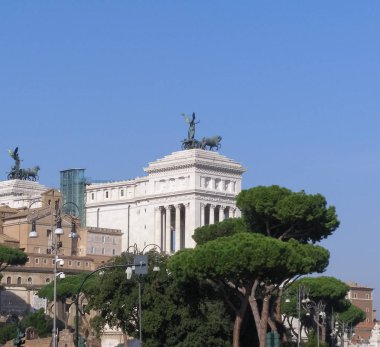 Rome, İtalya - Ekim 2018 yaklaşık: Altare della Patria (anlam sunak vatanın) aka Vittoriano'ya veya Monumento Veneto Vittorio Emanuele II (ulusal anıt Victor Emmanuel II)