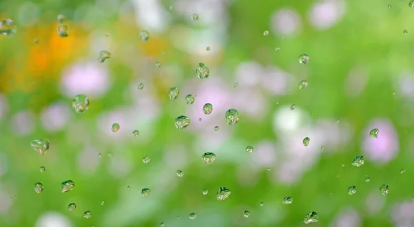 Krople Deszczu Szklanej Powierzchni Tekstura Kropli Wody — Zdjęcie stockowe