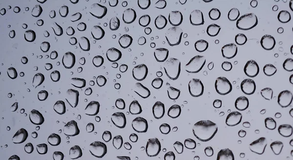 Gotas Chuva Superfície Vidro Textura Umas Baixas Água — Fotografia de Stock