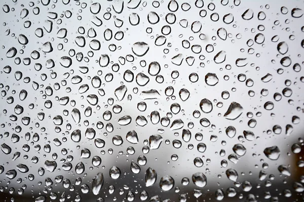 Gotas Chuva Superfície Vidro Textura Umas Baixas Água — Fotografia de Stock