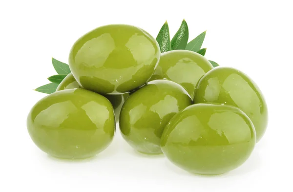 Olive Verdi Isolate Fondo Bianco — Foto Stock