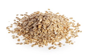 Beyaz arkaplanda yulaf lapaları izole