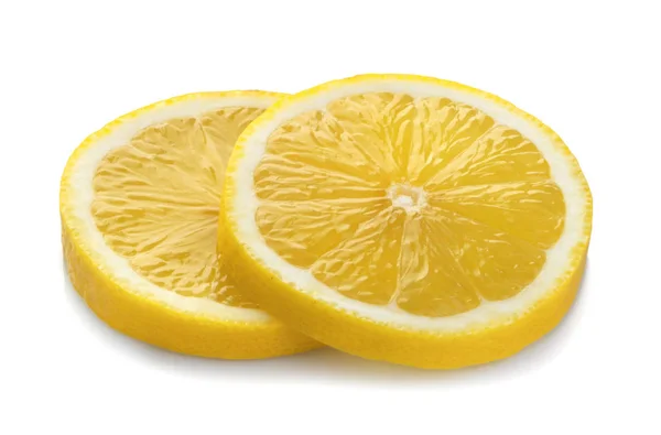 Rodajas de limón aislado fondo blanco — Foto de Stock
