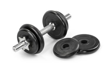 Spor salonu dumbbells izole beyaz arka plan