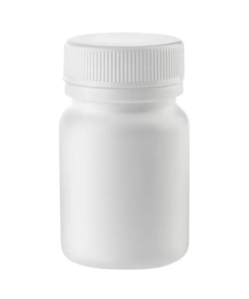 Médicament bouteille de pilule blanche isolé sans chemin de coupure ombre — Photo