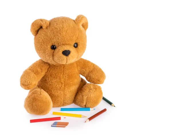 Teddy bear. child drawing concept isolated white background — Stockfoto