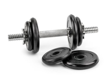 Spor salonu dumbbells izole beyaz arka plan