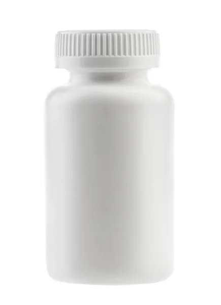 Medizin weiße Pillenflasche isoliert ohne Schatten Clipping Pfad — Stockfoto