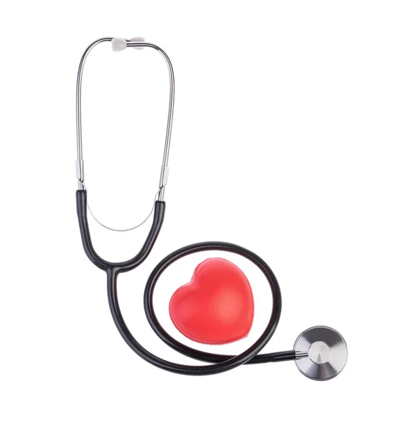 stethoscope with red heart isolated clipping path. medical conce