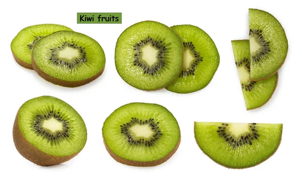 Kiwi slices isolated on white background — Stockfoto