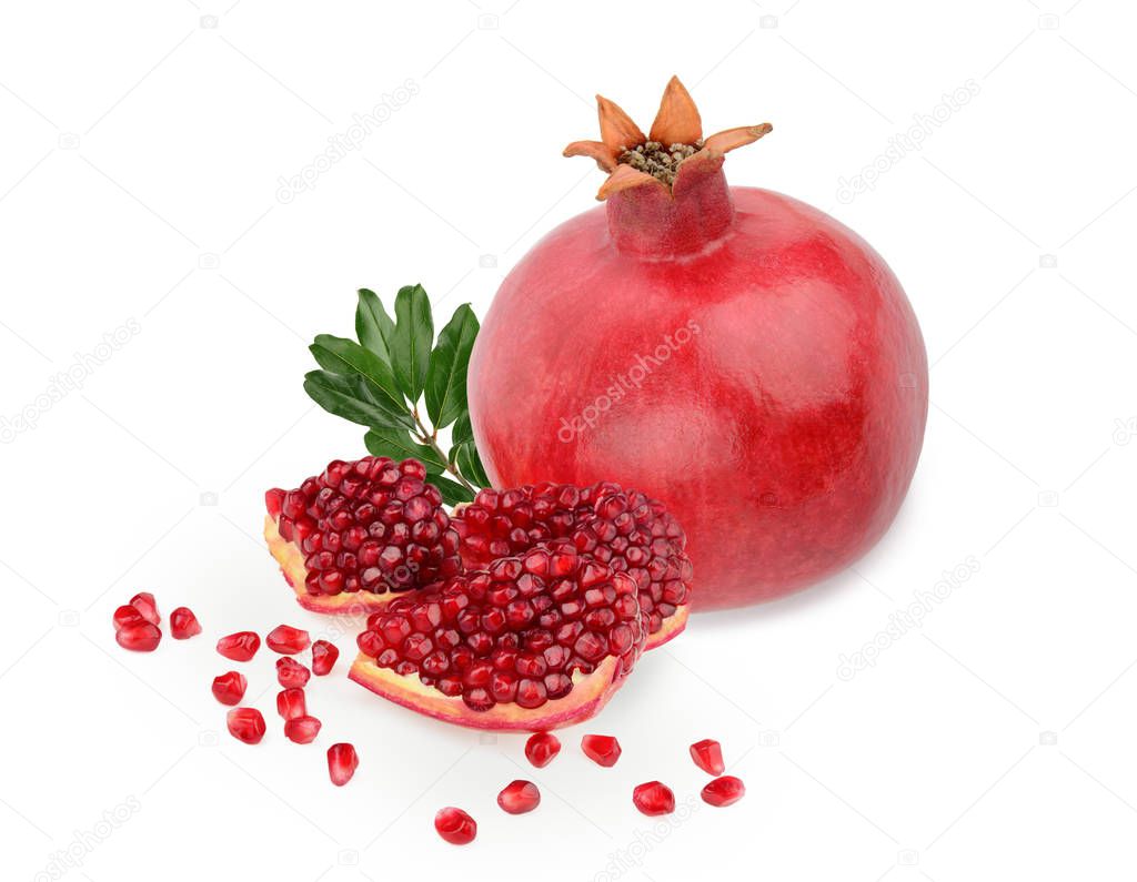 Pomegranate fruit isolated white background