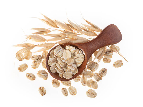 Овсяные хлопья изолированы на белом фоне