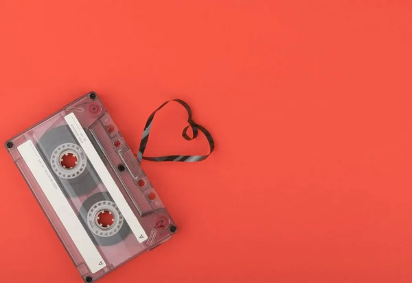 Audio Cassette Tape Rode Achterzijde — Stockfoto