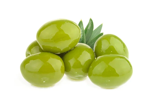 Olive Verdi Isolate Fondo Bianco — Foto Stock