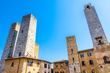 San Gimignano ve ünlü kuleleri, Siena, Toskana, İtalya