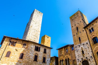 San Gimignano ve ünlü kuleleri, Siena, Toskana, İtalya