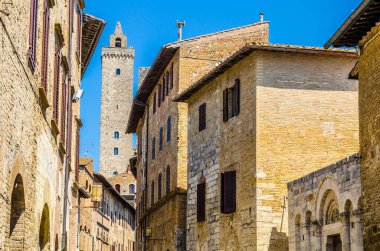 San Gimignano ve ünlü kuleleri, Siena, Toskana, İtalya