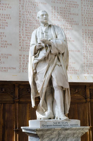 Isaac Newton Statue Trinity College Chapel Studied — Stock Photo, Image