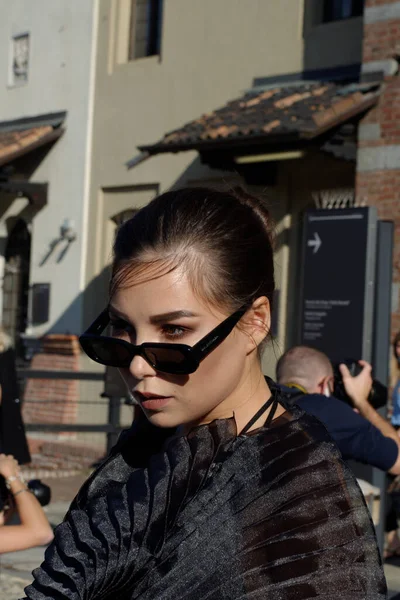 Guests Arrive Fashion Show Designer Alberta Ferretti Milan Fashion Week — Stock Photo, Image