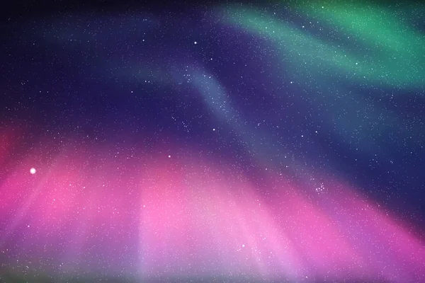 Ilustración vectorial con hermoso cielo estrellado y luces boreales — Archivo Imágenes Vectoriales