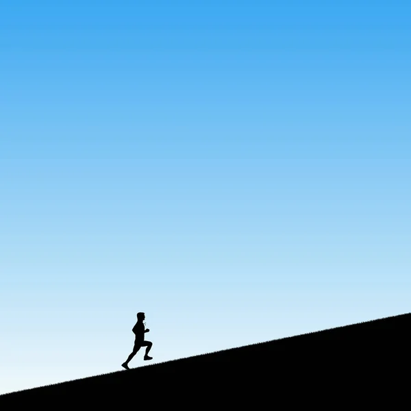 Vektorové Ilustrace Silueta Muže Běžec Pastelové Modré Pozadí — Stockový vektor