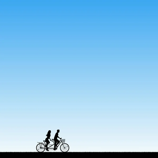 Vektorillustration Mit Silhouetten Von Radfahrern Auf Dem Fahrrad Aktiver Rest — Stockvektor